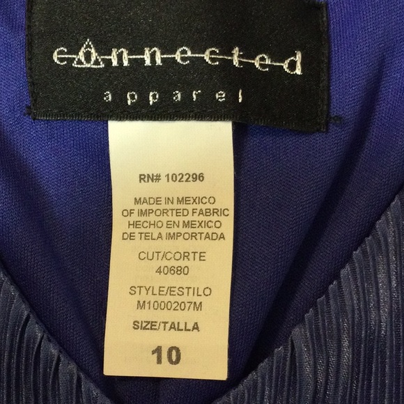 10 Connected Apparel periwinkle blue pleat ruffle dress - Picture 15 of 16